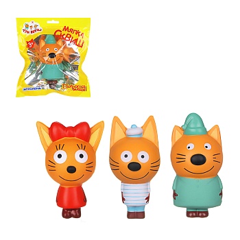 игроленд мялка сквиш "три кота", пу, 12х7,5см, 6 дизайнов