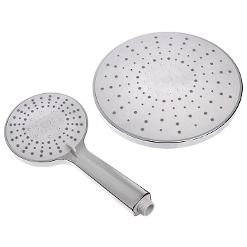 набор леек для душа, тропическая 1 реж. d=21.5 cм, ручная 5 реж. d=12 cм, хром