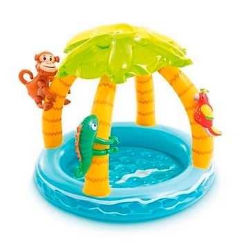 intex бассейн надувной детский "тропический остров", от 1 до 3 лет, 102x86 см, 58417
