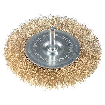 ермак щетка металл. со шпилькой для дрели 100мм, плоская
