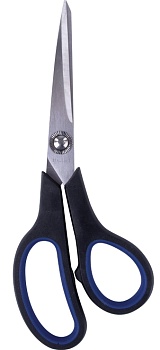 ножницы brauberg "soft grip", 190 мм, черно-синие, резиновые вставки, 3-х сторонняя заточка, 230762 от магазина Барс