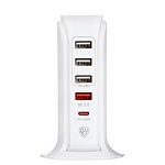 by сетевое зарядное устройство tower, быстрая зарядка qc3.0+pd, 4xusb, 1xtype-c, 3.4а, 12в, 1,5м от магазина Барс