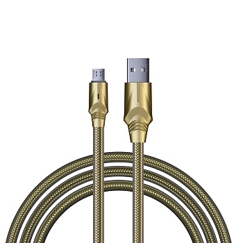by кабель для зарядки золото micro usb, 1м, быстрая зарядка qc3.0, штекер металл, золотистый от магазина Барс