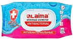 салфетки влажные 120 шт., антибактериальные, с пластиковым клапаном, laima "antibacterial"  чз