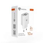 by сетевое зарядное устройство double 10вт, 2xusb, 2а, 5в,110-240в, 50-60гц, пластик белый от магазина Барс