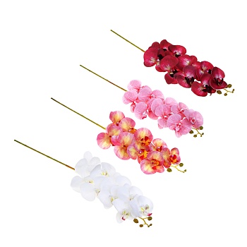 ladecor цветок искусственный орхидея, 90 см, ткань, пластик, железная проволока, 4 цвета