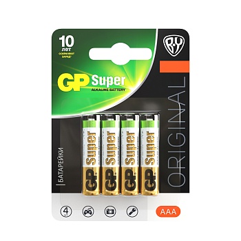 gp super by original батарейки 4шт, тип ааa, 24agm-2cr4 в блистере