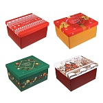 коробка подарочная складная тм сноу бум новый год, 31.2x25.6x16.1см, 4диз, картон