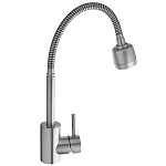 союзкран смеситель для кухни, гибкий излив, керам. картридж 35мм, нерж. сталь, ss01-f132