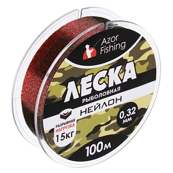 azor fishing леска камуфляж, нейлон, 100м, 0,32мм, 15,0кг