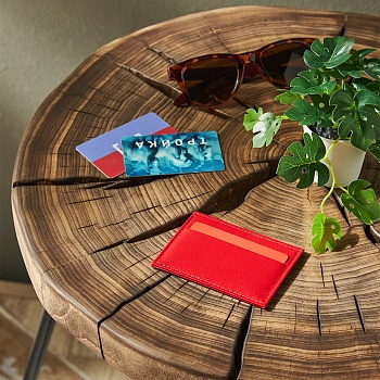 визитница (кардхолдер) натур.кожа арт.213 алый орфей 206