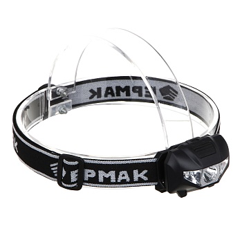 ермак фонарь налобный, 2 led+cob, 3 режима, 3хааа, 6х4,6х3,5см, красный свет