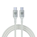 by кабель для зарядки space cable pro type-c - type-c, 1м, 5а, быстрая зарядка, штекер металл, белый от магазина Барс