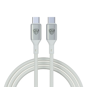 by кабель для зарядки space cable pro type-c - type-c, 1м, 5а, быстрая зарядка, штекер металл, белый от магазина Барс