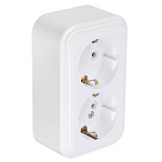 forza розетка двухместная с заземляющим контактом ra 16-238-б, 250в, 16а, ip20, 106x65x41 мм, белая