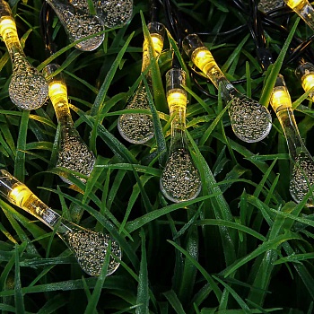 inbloom гирлянда на солн.батарее капля, 25led, 7м, шампань, 2 реж, пвх зел, 2v80ma, 1.2v600mah от магазина Барс
