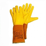 краги из коричневого спилка с перчаткой из желтой кожи gward argon welder pro