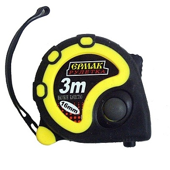 рулетка 3мх х16мм, 3 фиксатора, двукомп.корпус ермак