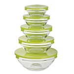 millimi набор салатников с крышкой 5 шт: 900/ 500/350/200/130 мл, стекло, пластик, оливковый интернет-магазин «Барс»