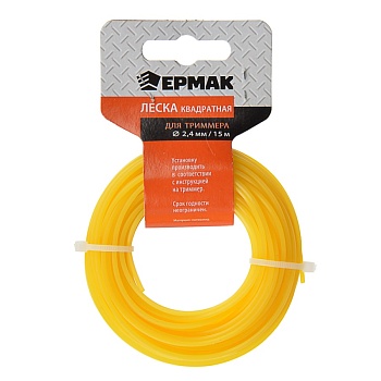 леска для триммера 2,4 мм х 15м ермак квадрат от магазина Барс