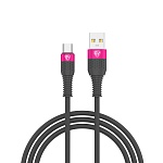by кабель для зарядки powerline type-c, 1м, быстрая зарядка 3а, qc, pd 20w, силикон , серый+фуксия от магазина Барс