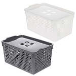 корзинка лофт 5,3л 295х185х145мм с крышкой белый, серый от магазина Барс