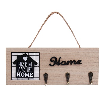 ключница открытого типа home на 3 крючка, 23,5х9,5х3 см, мдф, металл