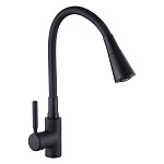 союзкран смеситель для кухни, гибкий излив, керам. картридж 35мм, черный, цинк, sk01-f132