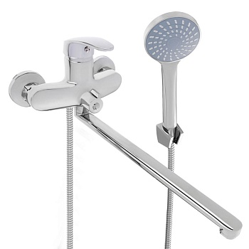 союзкран смеситель для ванны с душем, прямой излив 35см, керам. картридж 40мм, хром, цинк, sk08-p114