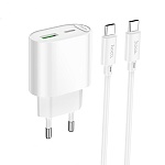 комплект сзу hoco. модель c109a, pd20вт+qc3.0, каб. c-c, белый от магазина Барс