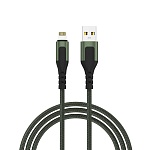 by кабель для зарядки satiny ip, 1,5м, быстрая зарядка 2.4а, 12w, тканевый, зеленый от магазина Барс