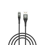 by кабель для зарядки shark microusb, быстрая зарядка 3а, qc, pd 20w, тканевый, cерый, штекер металл от магазина Барс