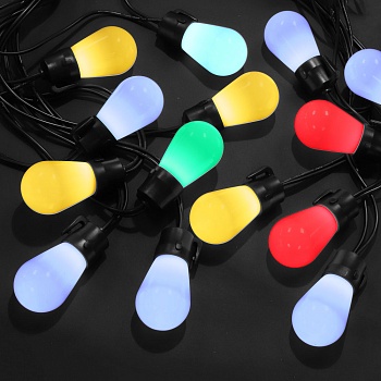 by эл.гирлянда смарт 15м, 15 ламп*rgb, пвх черный,многорежимная, пульт, ip65, ac100-240v, коннектор от магазина Барс