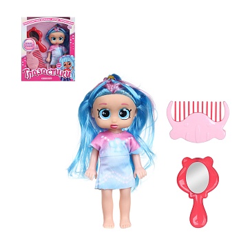 игроленд кукла с цветными волосами, 15 см, pp, pvc, полиэстер, 6,5х5х17,3 см, 3 дизайна