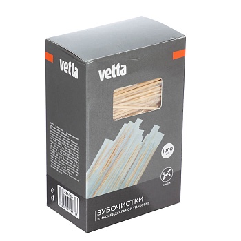 зубочистки в индивидуальной упаковке тм vettа, бамбук, 1000шт от магазина Барс