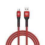 by кабель для зарядки silky microusb, 1м, быстрая зарядка 3а, qc, pd 20w, тканевый, красный от магазина Барс
