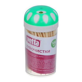 vetta зубочистки 100шт, бамбук, пластиковая уп. от магазина Барс