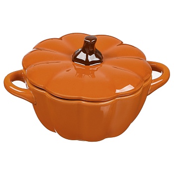 by collection тыква кастрюля с крышкой для запекания и сервировки, керамика, 15х11,5х8см, 300мл интернет-магазин «Барс»