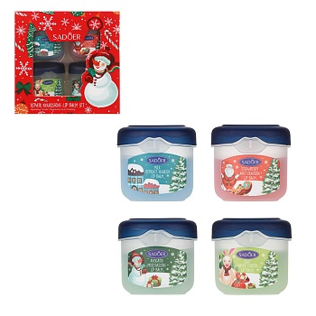 набор увлажняющих бальзамов для губ, 4 шт х 7 гр, тм sadoer merry xmas, подар.уп.