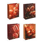 пакет подарочный бумажный тм ladecor l 26x32x10 см, "цветы" арт 2, 4 диз.