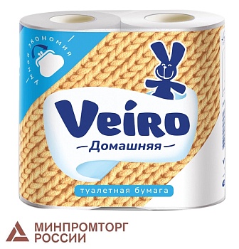 туалетная бумага veiro 4шт/уп (вейро) "домашняя", 2-х слойная (4х15 м), белая, 1с24 /12