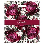 пакет бордовые пионы с вырубной ручкой, 45*38 см, 60 мкм пвд