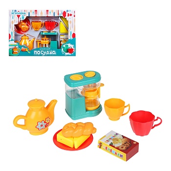 игроленд игровой набор посудка, пластик, 9-11 пр., 35х24х7 см, 4 дизайна