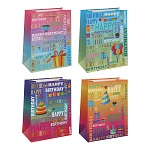 пакет подарочный тм fntastic m 18x23x10см, бумага, 4 дизайна, арт.6