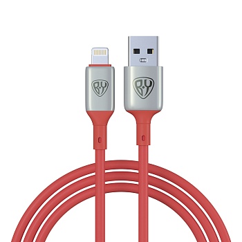 by кабель для зарядки space cable pro ip, 2.4а, 1м, быстрая зарядка, штекер металл, красный от магазина Барс