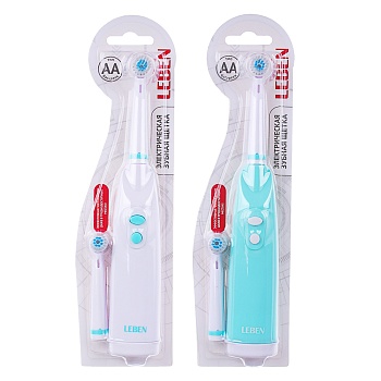 leben зубная щётка электрическая круглая, 2аа, 2 насадки в комплекте, 2 цвета интернет-магазин «Барс»