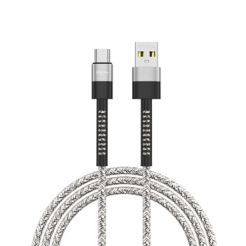 forza кабель для зарядки вертикаль type-c, 1м, быстрая зарядка 2.4а, 12w, тканевый , серый от магазина Барс
