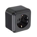 forza розетка с заземляющим контактом ra 16-133-ч, 250в, 16а, ip20, 65x65x41 мм, чёрная ухл4