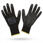перчатки нейлоновые gward black с полиуретановым покрытием черные, s/7 12/240 