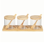 vetta эко набор банок для хранения с ложкой, 3шт., 300мл, 28х10х9,5см, стекло, бамбук интернет-магазин «Барс»